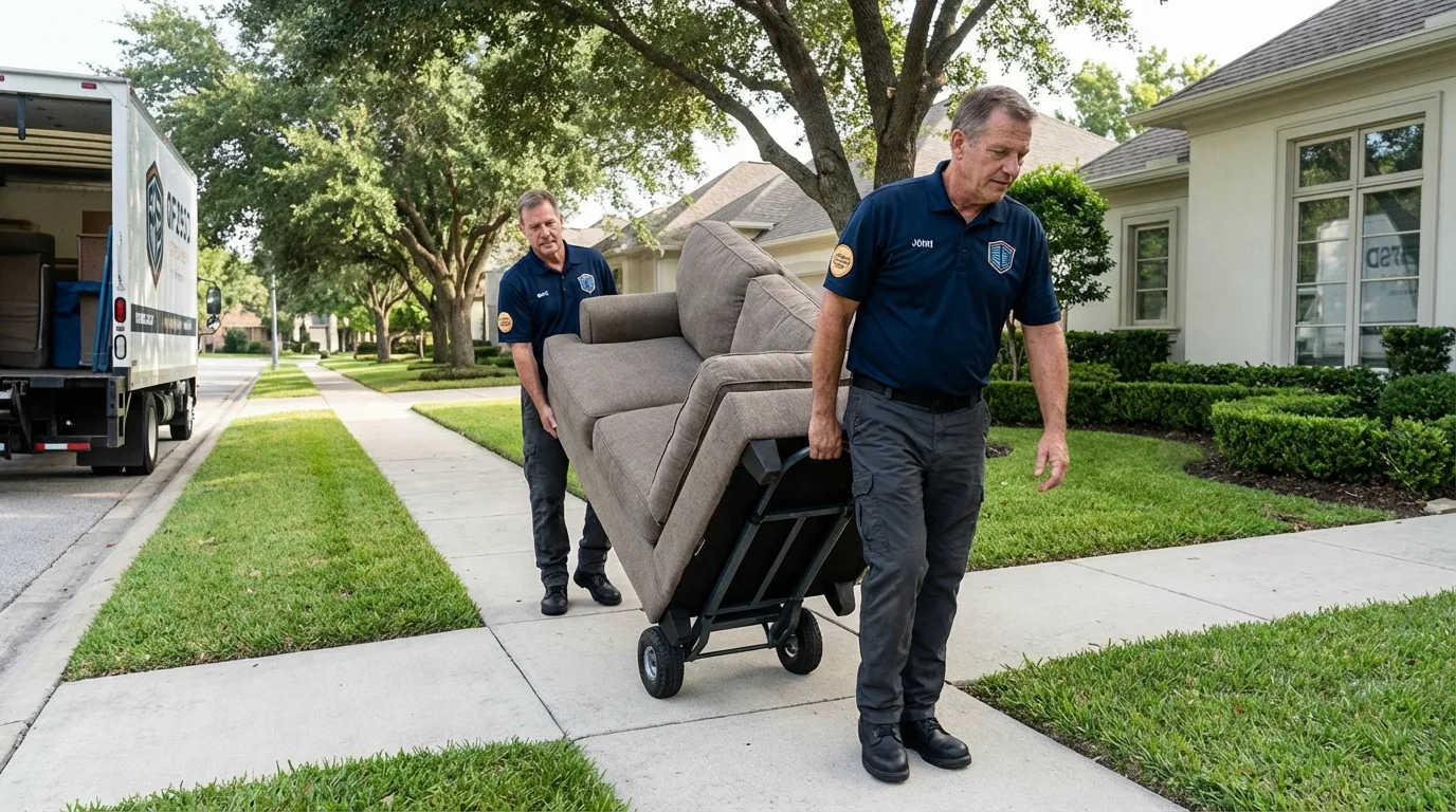 Local residential moving crew loading furniture in Vincentown, NJ