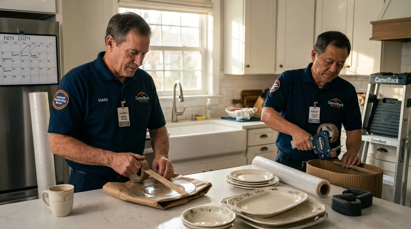 Professional crew packing kitchen dishware in Vincentown, NJ